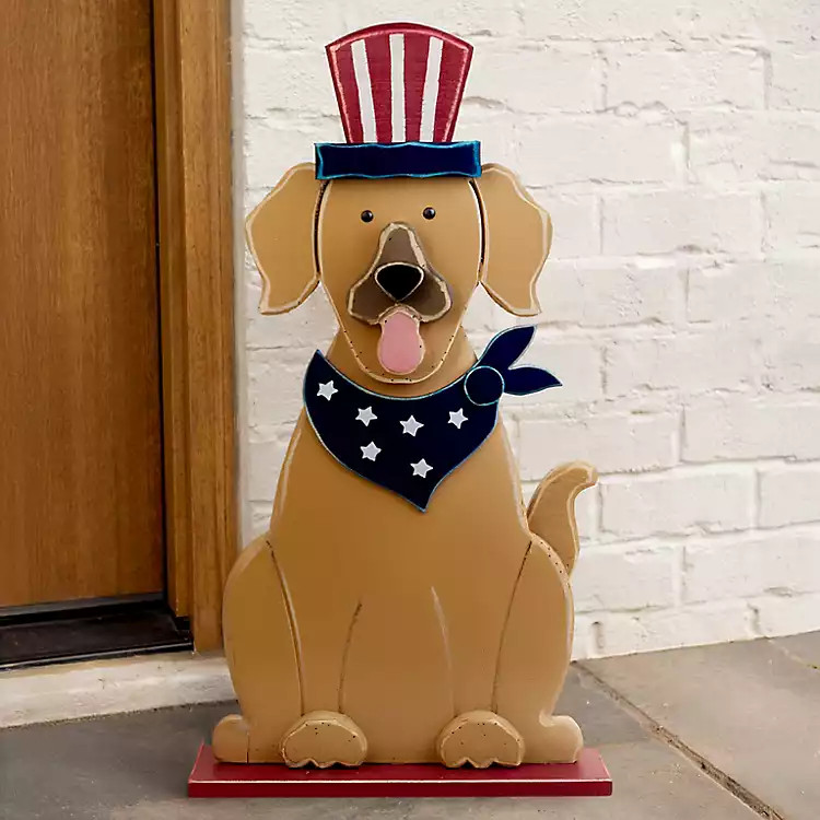 Patriotic Dog with Bandana Porch Statue | Kirklands