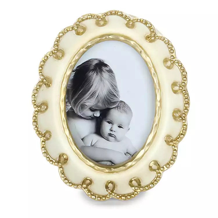 New! White and Gold Scalloped Picture Frame | Kirklands