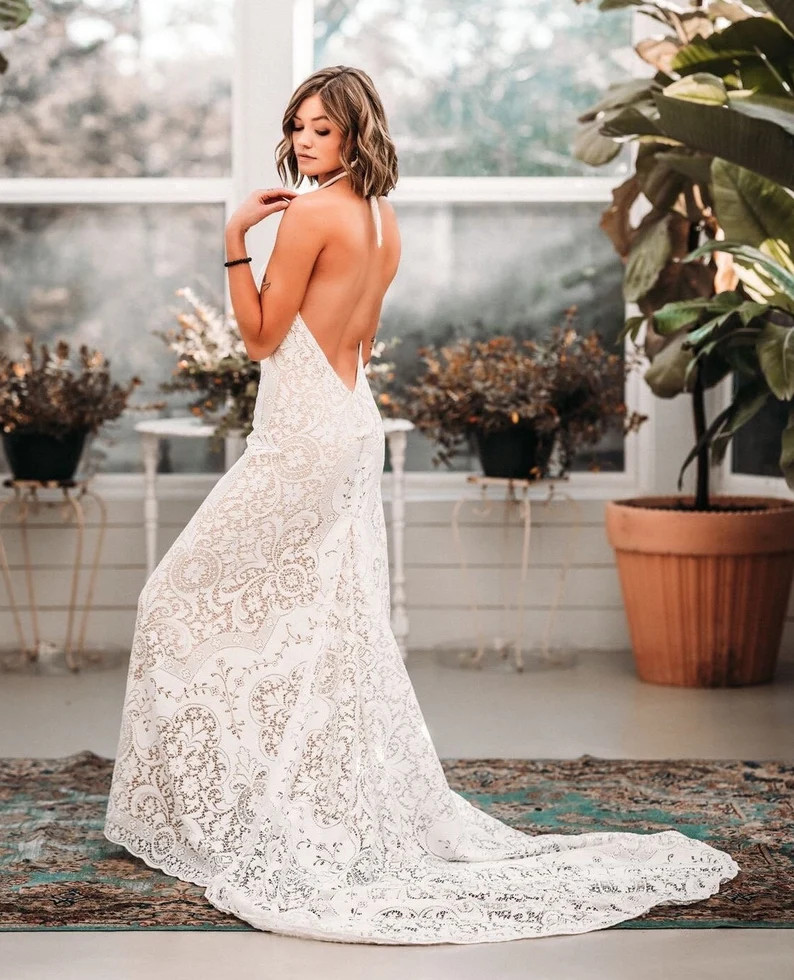 Sample Dress, Wedding Dress, Boho Wedding Dress, Lace Wedding Dress, Casual Wedding Dress, Vintag... | Etsy (US)