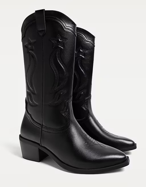 Stradivarius cowboy boots in black | ASOS | ASOS (Global)