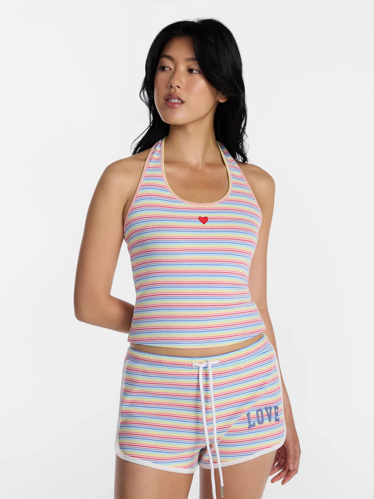 No Boundaries Striped Halter Tank Top, Women's XXS-XXL | Walmart (US)