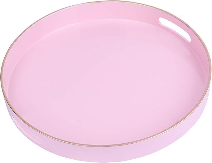 Zosenley Decorative Tray, Round Plastic Tray with Handles, Modern Vanity Tray and Serving Tray fo... | Amazon (US)