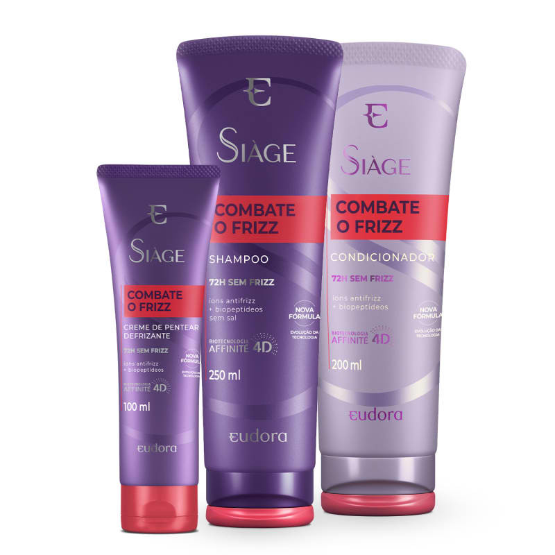 Combo Siàge Combate o Frizz: Shampoo 250ml + Condicionador 200ml + Leave-In 100ml | Eudora (BR)