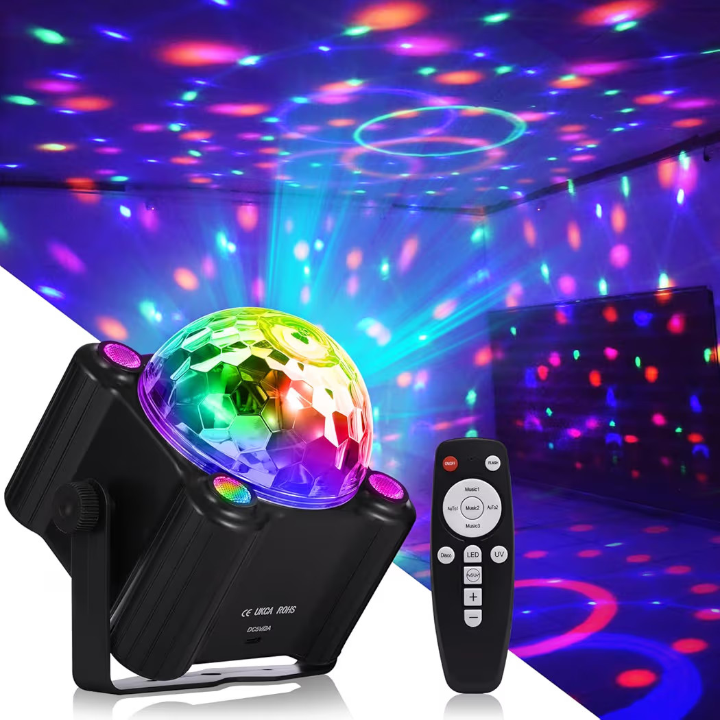 Party Lights Disco Ball Light,Dj Disco Light Sound Activated LED Light 6 Colors for Home Room Dan... | Amazon (US)