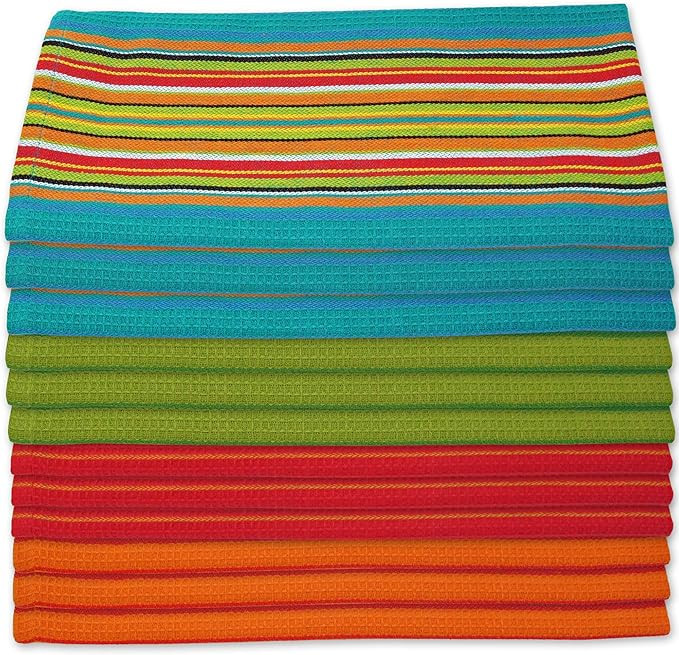 Kitchen Dish Towels Salsa Stripe - 100% Natural Absorbent Cotton (Size 28 x 16 inches) Festive Re... | Amazon (US)