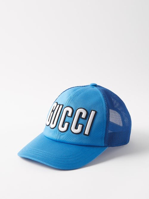 Gucci - Logo-embroidered Twill Trucker Cap - Mens - Blue Multi | Matches (US)