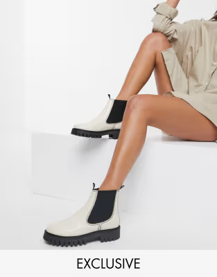 ASRA Exclusive Bibi flat chelsea boots in bone leather | ASOS (Global)