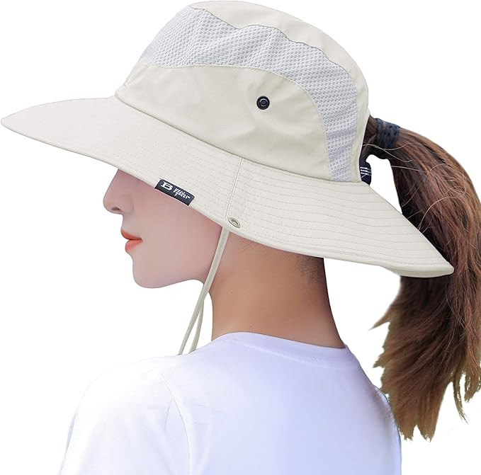 Women's Summer Sun Outdoor UV Protection Foldable Mesh Wide Brim Beach Fishing Bucket Hat | Amazon (US)