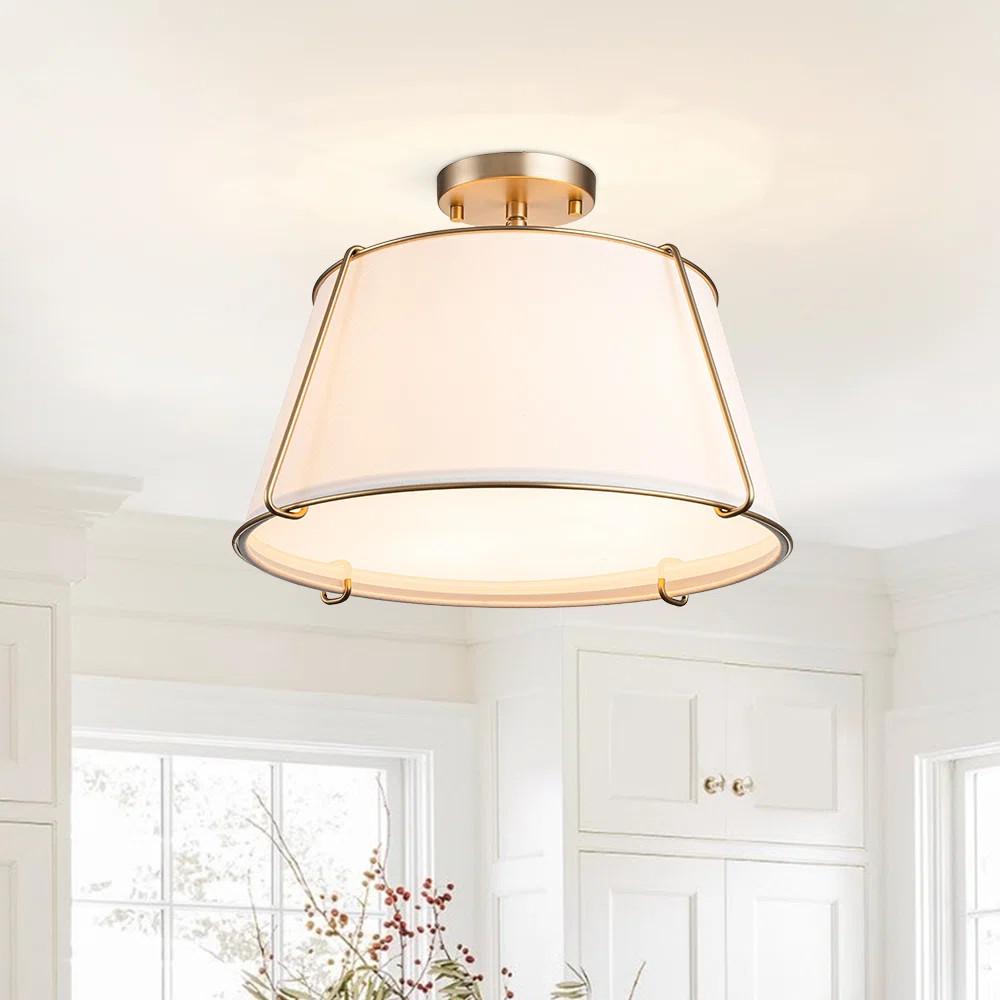 Nyjel Classical 4 - Light Linen Tapered Drum Semi Flush Mount | Wayfair North America
