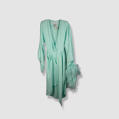 $2070 Nervi Women's Green Feather Surplice Neck Donna Wrap Dress Size 36 | eBay US