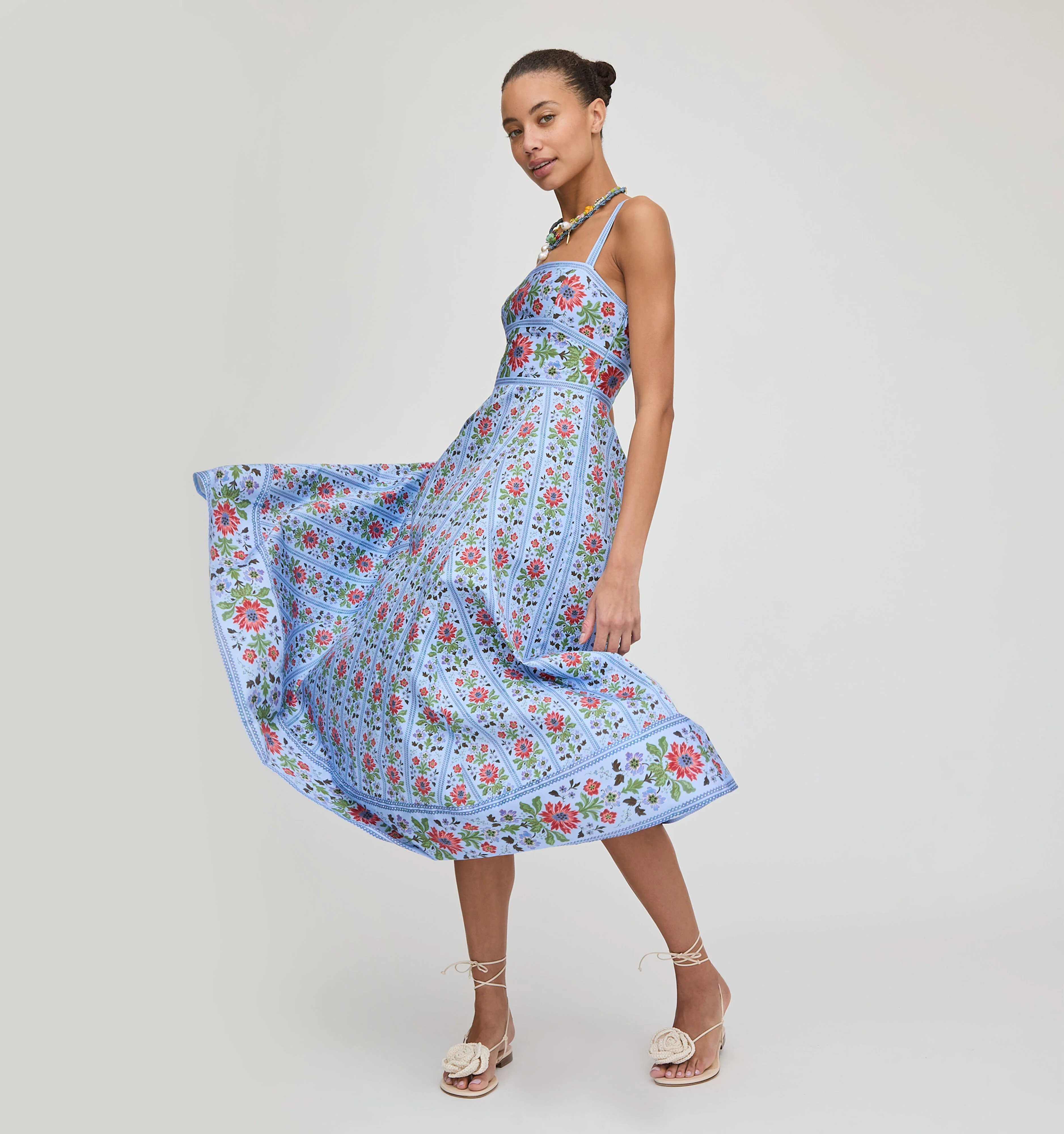 The Margot Dress - Blue Floral Block Stripe | Hill House Home US