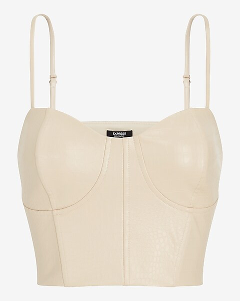 Body Contour Croc Faux Leather Corset Cropped Top | Express