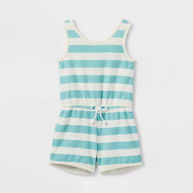 Grayson Mini Toddler Girls' Terry Striped Romper - Blue | Target