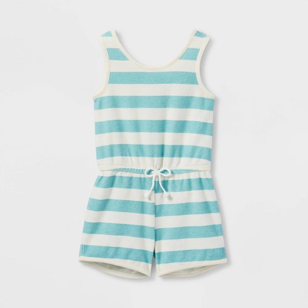 Grayson Mini Toddler Girls' Terry Striped Romper - Blue | Target
