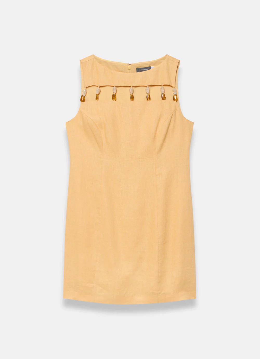 Yellow Linen Beaded Mini Dress | Mint Velvet