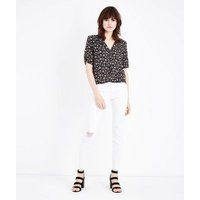 Black Floral Print Ruched Sleeve Shirt New Look | New Look (UK)
