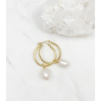 Pearl Hoop Earrings, Hoop Gold Pearl Hoops, Convertible Jewelry | Etsy (US)