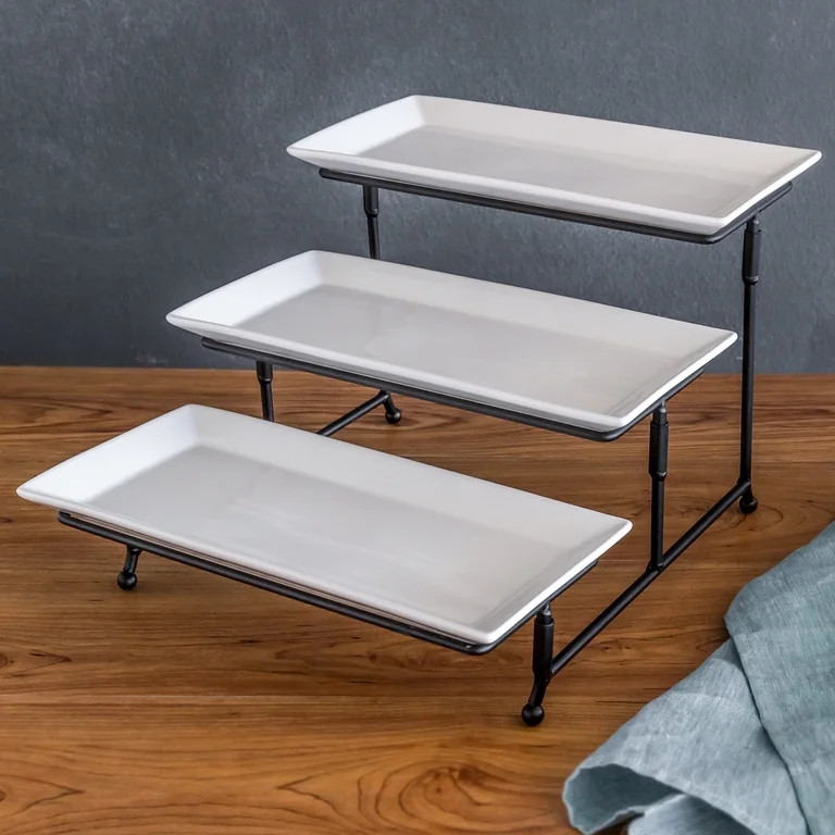 Better Homes & Gardens White Porcelain 3 Tiered Serve Set | Walmart (US)