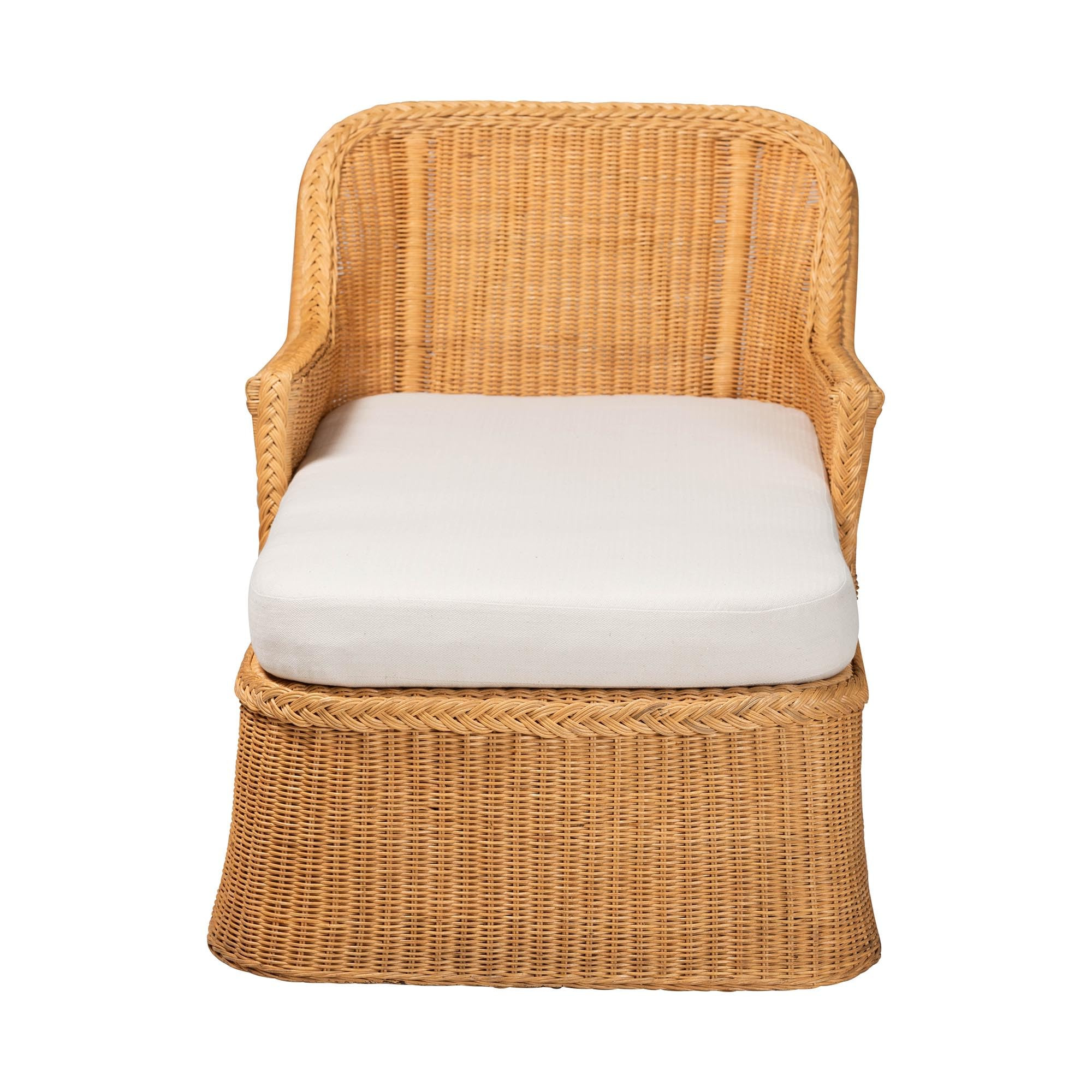 Amazon.com: Bali & pari Cesar Natural Rattan Chaise Lounge Chair with Cushion - Handwoven Wicker ... | Amazon (US)