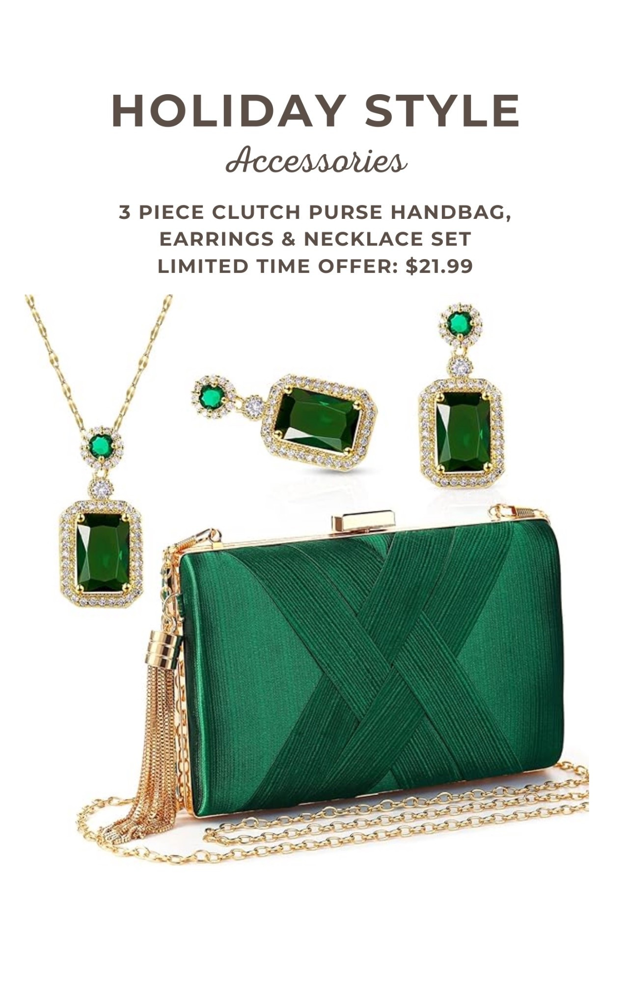 Take advantage of this super deal of the day! 

This can be your Christmas Party Jewelry and clutch and your Valentine’s Day Jewelry and clutch all under $25!

This set comes in multiple colors and would make an amazing holiday gift too!


#LTKSeasonal #LTKFindsUnder100 #LTKOver40 #LTKWorkwear #LTKSaleAlert #LTKFindsUnder50 #LTKGiftGuide #LTKHoliday #LTKTravel #LTKWedding