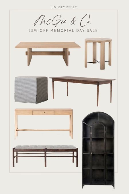 McGee and Co memorial day sale up to 25% off site wide including clearance! I have, and love all of these pieces!

Black cabinet, Consol table, bench, ottoman, dining table, side table, accent table, coffee table, Sofa table, entry table 

#LTKsalealert #LTKhome