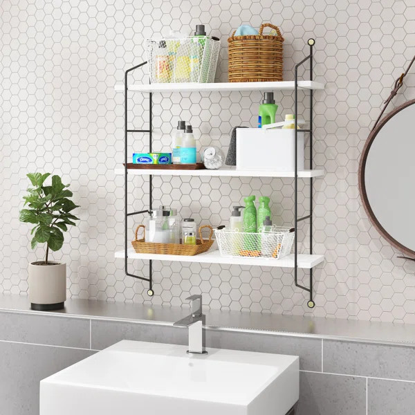 Farlan 3 Piece Metal Floating Shelf with Industrial Pipe Shelves | Wayfair North America