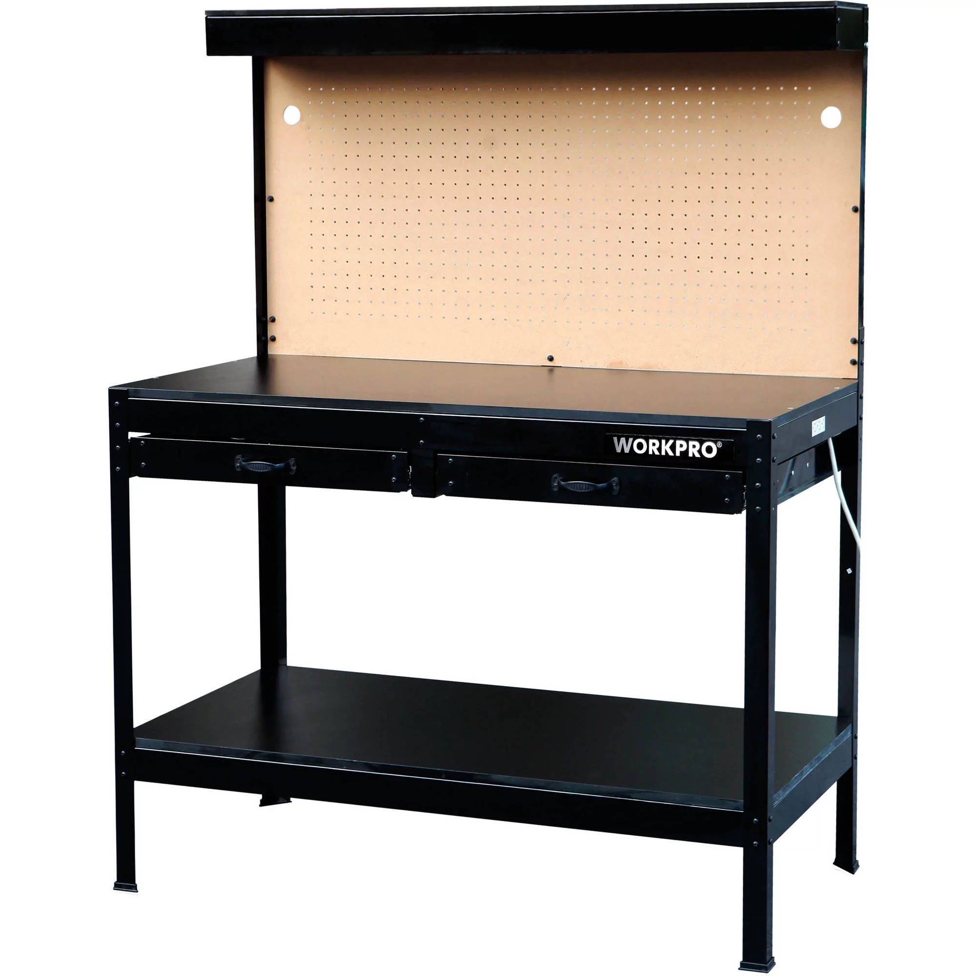 WORKPRO Multipurpose 48-Inch Workbench with Work Light and Pegboard, Wood | Walmart (US)