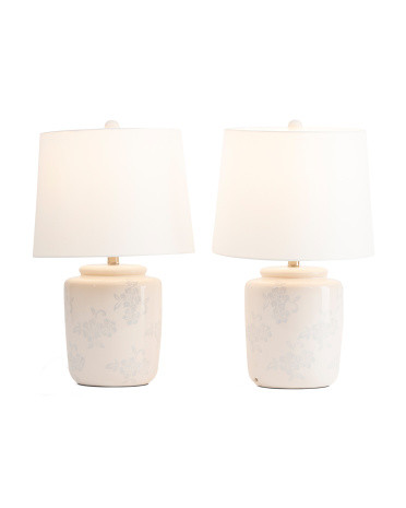 2pk 22in Floral Printed Ceramic Table Lamp | TJ Maxx