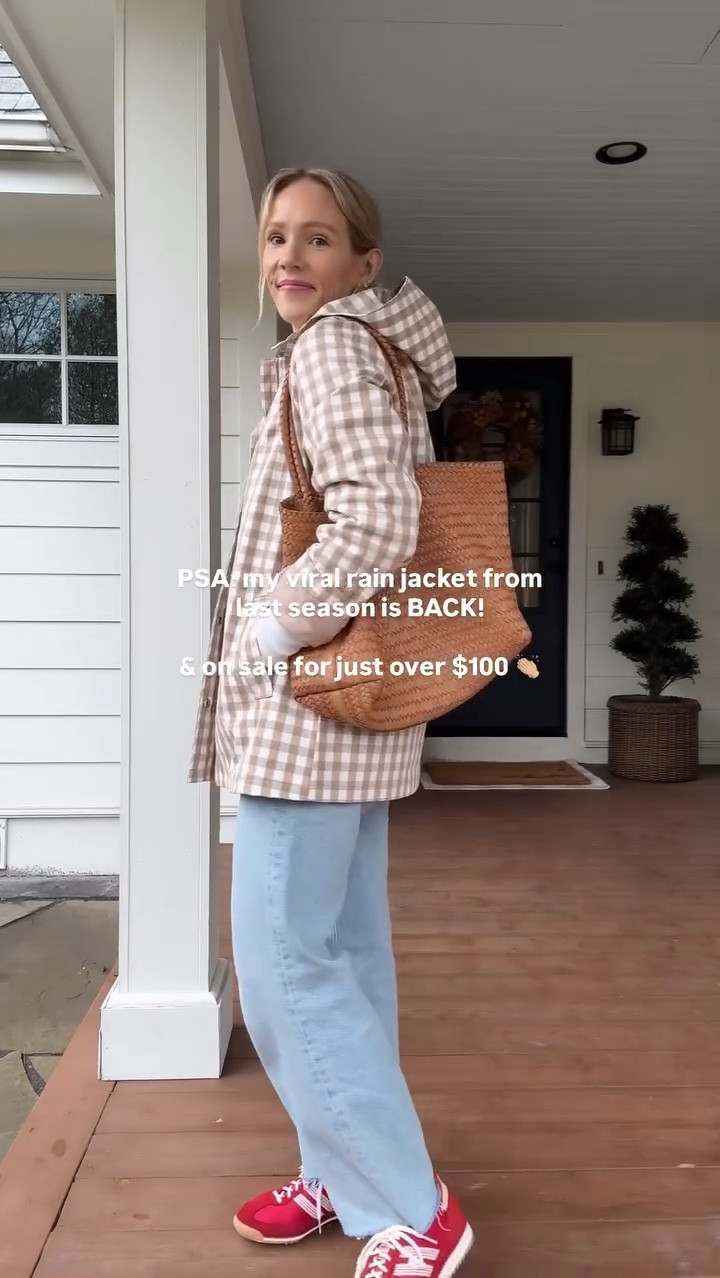 code NEWARRIVALS at J.Crew Factory, wearing my regular size small in the viral gingham rain jacket ~ code HELLOVARLEY on my half zip, wearing a small ~ Sezane stripe tank true to size ~ adidas SL72 sneakers size half down ~ linked similar earrings ~ Agolde Ren jeans fit tts (5'3") ~ xo, Claire

#LTKootd #LTKgrwm #LTKmomlife