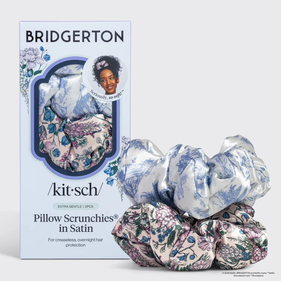 Bridgerton x Kitsch Satin Pillow Scrunchies® in Toile in Bloom | Kitsch