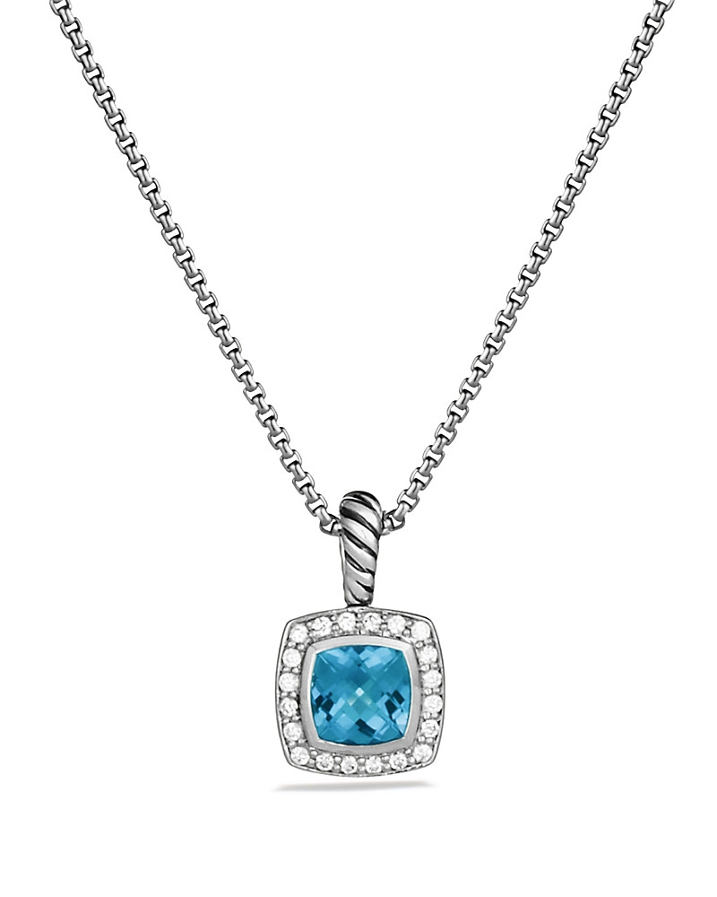 David Yurman Petite Albion Pendant Necklace in Sterling Silver with Blue Topaz and Diamonds, 7mm | Bloomingdale's (US)