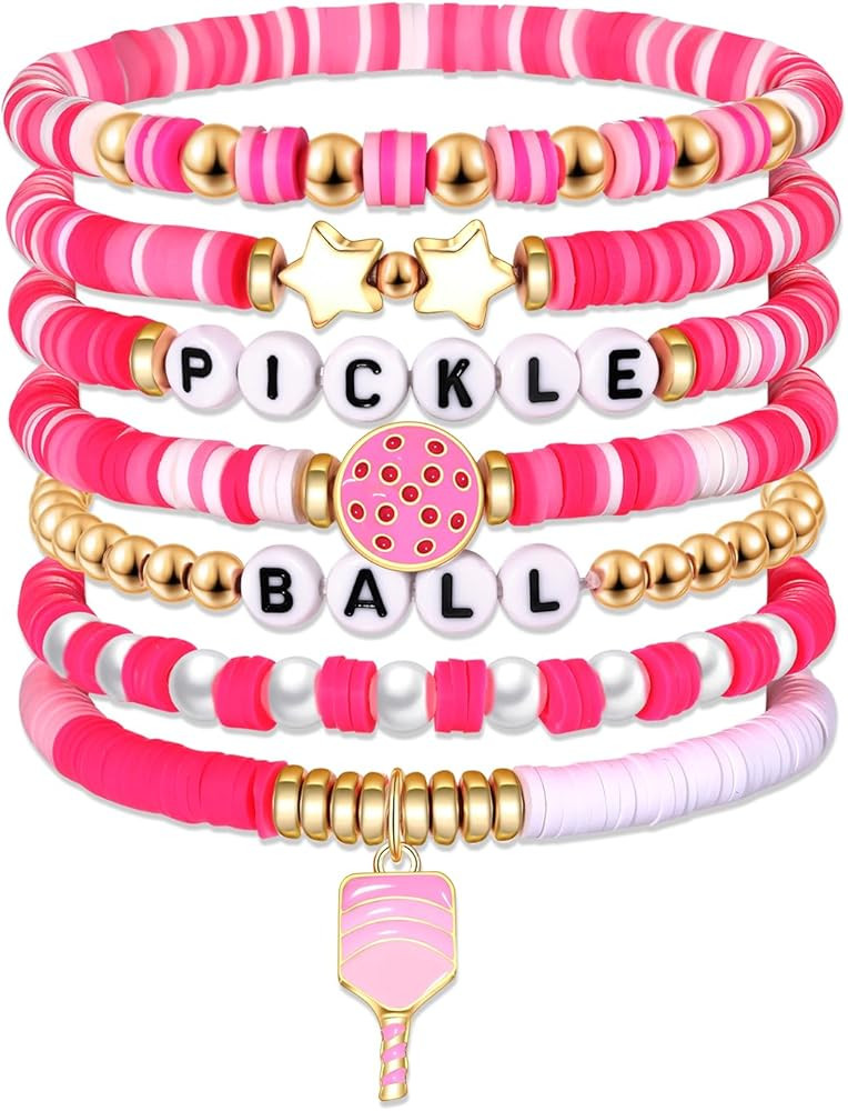 Heishi Bracelets for Women Clay Beaded Stretch Bracelets Stackable Friendship Bracelet Set Summer... | Amazon (US)