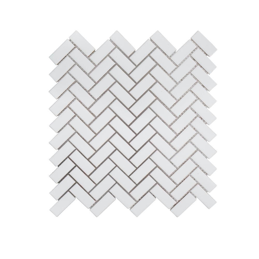 Jeffrey Court Allegro White Herringbone 12.375 in. x 12.125 in. x 9.5 mm Ceramic Mosaic Tile-96781 - | Home Depot