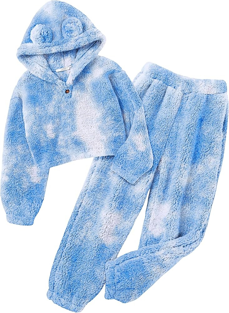 Arshiner Girls 2 Piece Outfits Sweatsuit Fuzzy Long Sleeve Bear Ear Hoodie Sweatshirt and Sweatpa... | Amazon (US)