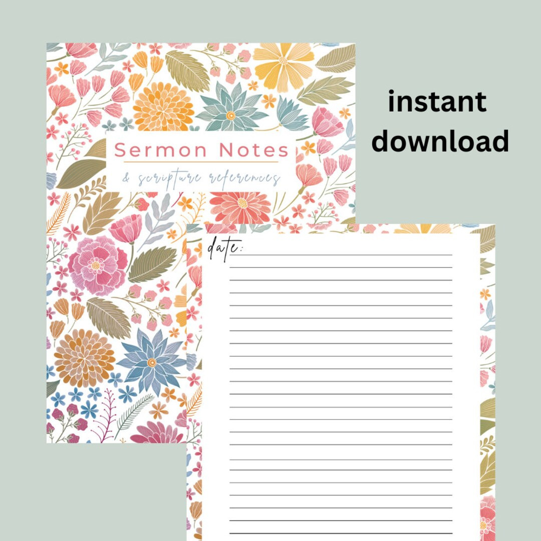 Floral Sermon Notes Digital Download - Etsy | Etsy (US)