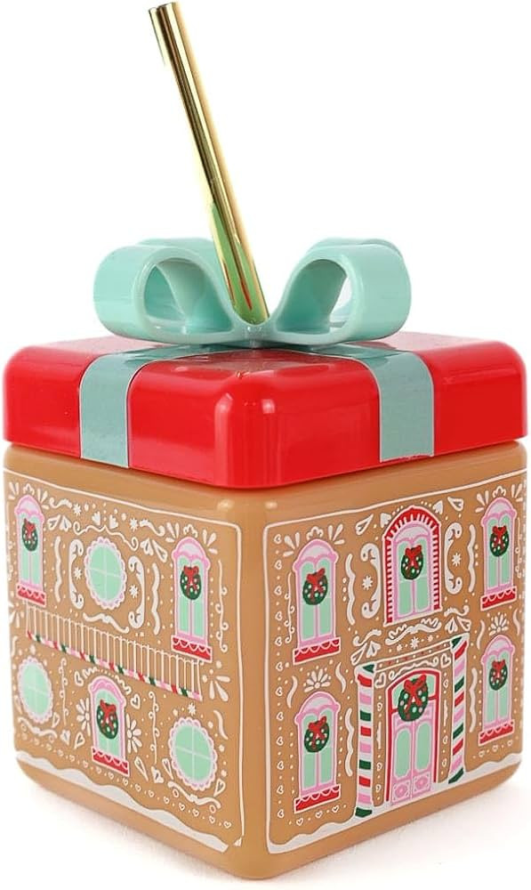 Packed Party Fun Novelty Gingerbread House Drink Sipper Bottles Cup, Christmas Decoration for Par... | Amazon (US)