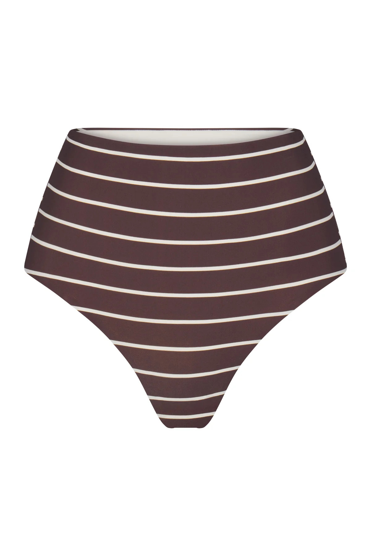 The High-Waist Bikini Bottom in Espresso Odd Stripes | Over The Moon
