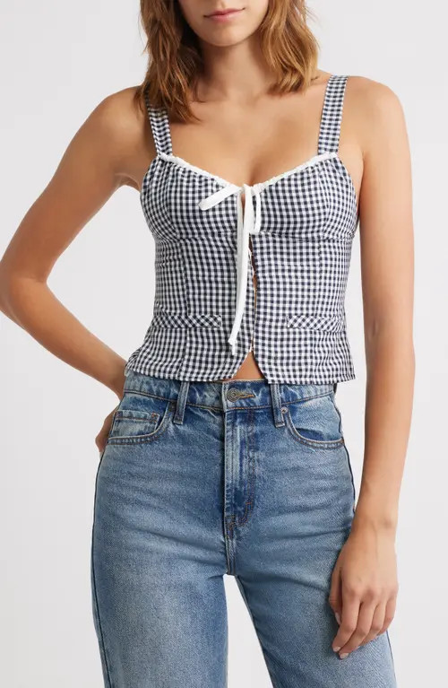 Petal & Pup Danella Gingham Tank in Navy Gingham at Nordstrom, Size X-Small | Nordstrom