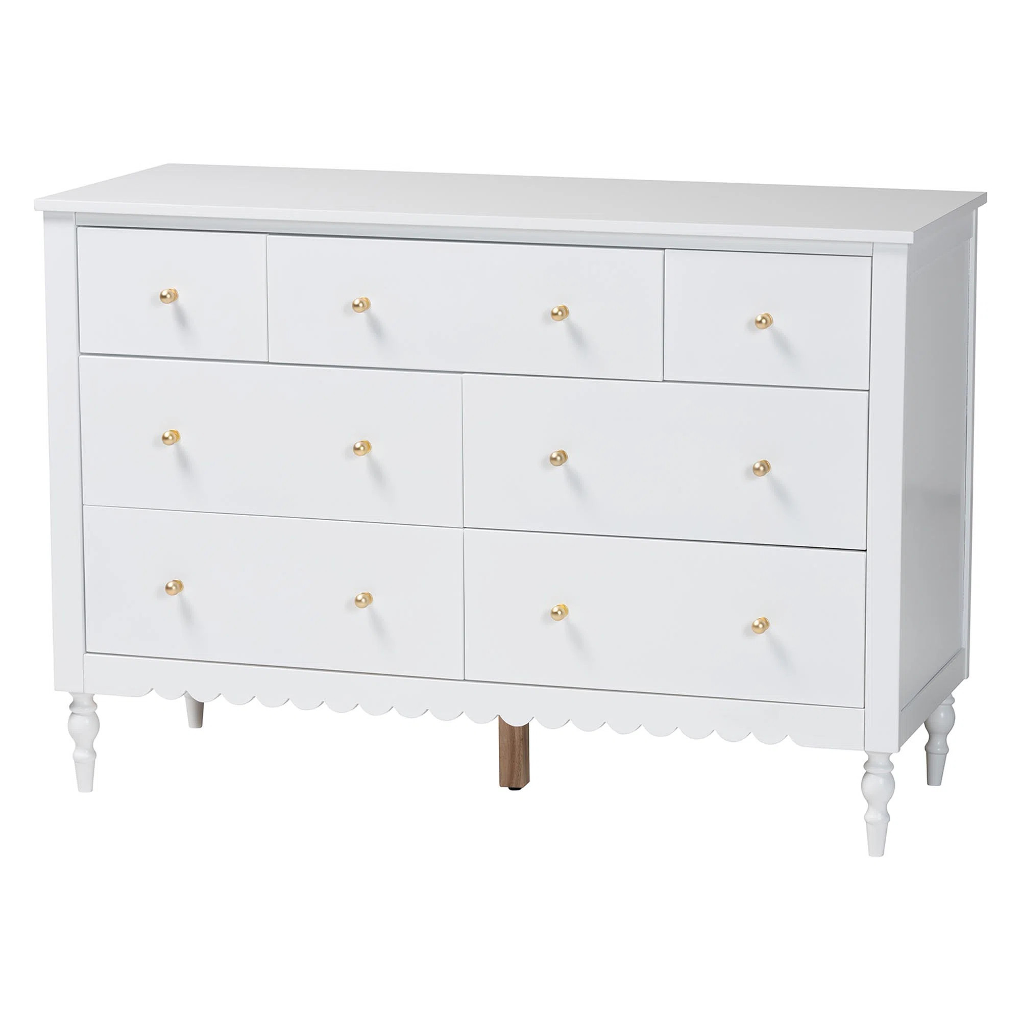 Latitude Run® Baxton Studio Roni Modern White Wood 7-Drawer Dresser With Scalloped Edges | Wayfa... | Wayfair North America