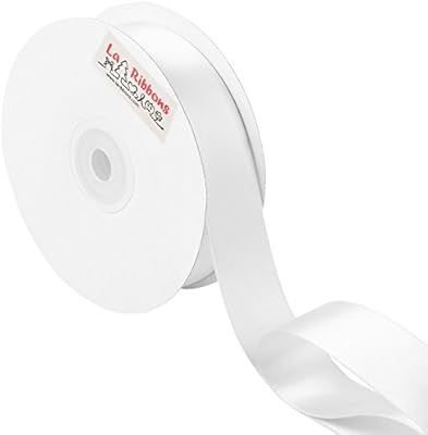 LaRibbons 1 inch Wide Double Face Satin Ribbon - 25 Yard (029-White) | Amazon (US)