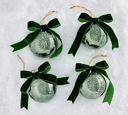 Mercury Glass Ball Ornaments with Bows - Set of 4 | Pottery Barn (US)