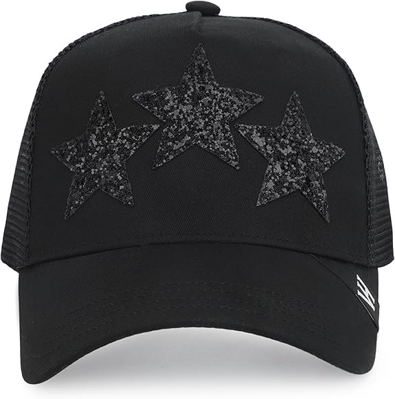VINTAGE HAVANA Black 3 Star Trucker Hat Glitter Stars Adjustable Snapback One Size Fits Most Wome... | Amazon (US)