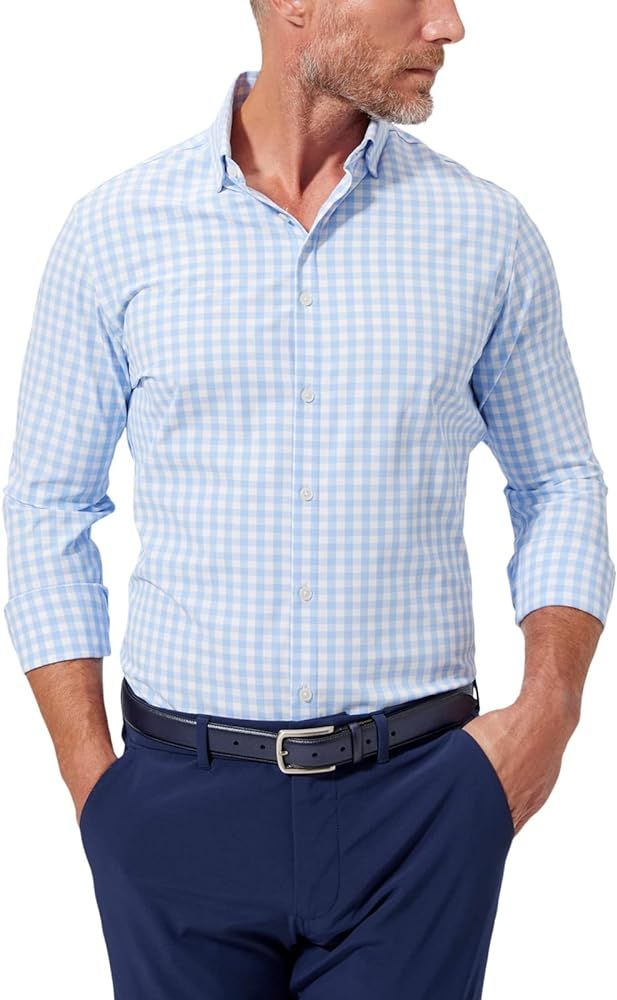 Mizzen+Main Leeward Wrinkle-Resistant, Long-Sleeve Performance Men's Dress Shirt with 4-Way Stret... | Amazon (US)