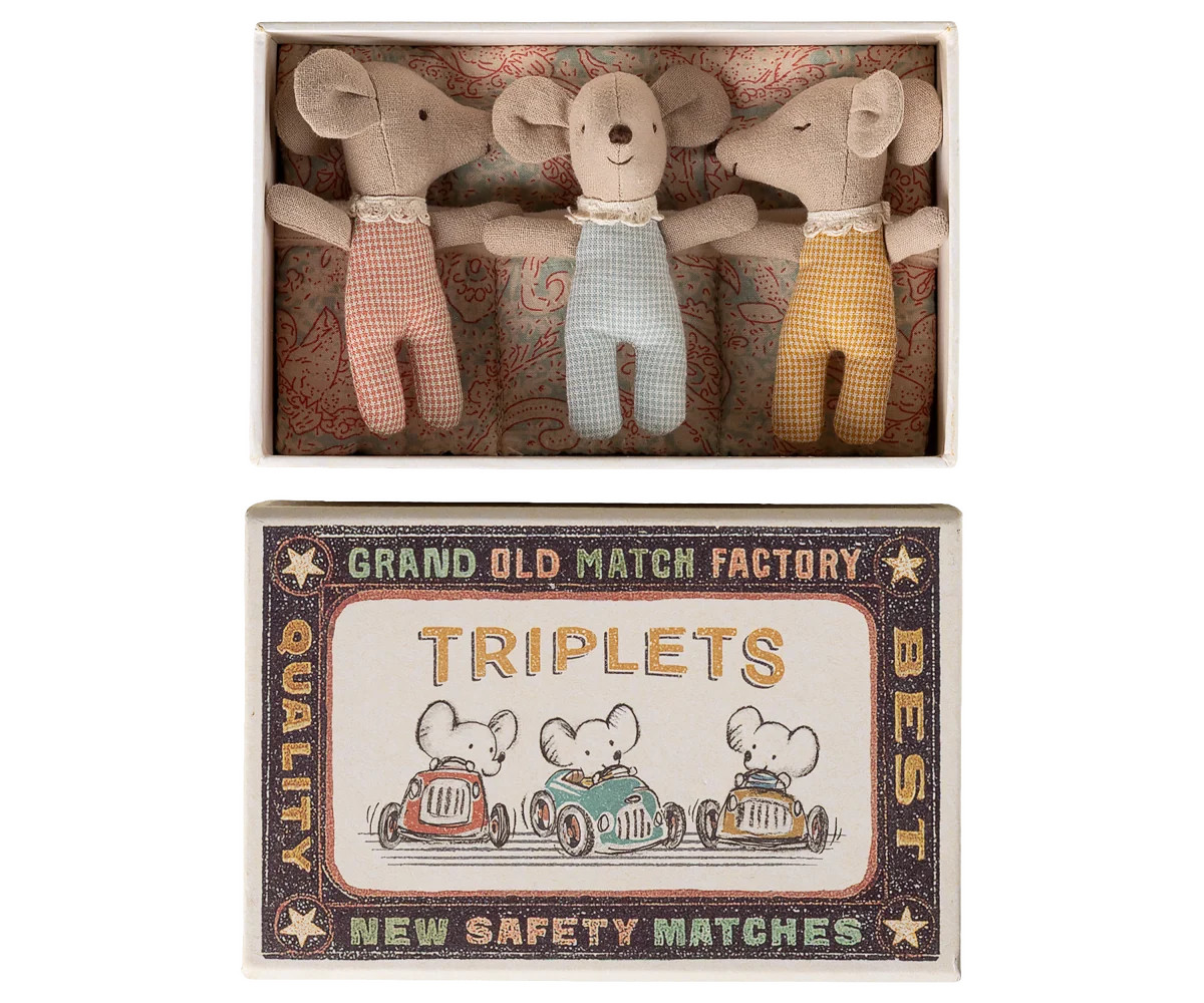 Maileg Triplets, Baby Mice In Matchbox | Persnickety