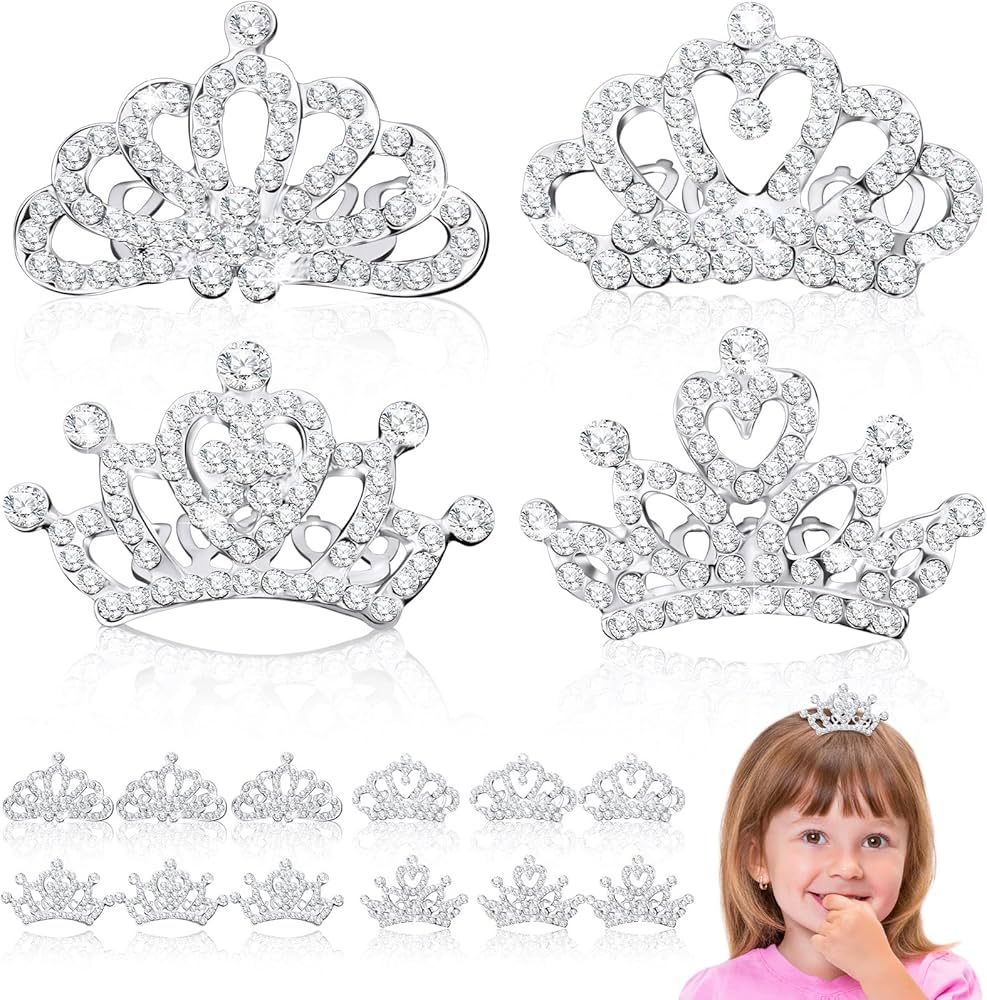 16 Pcs Princess Tiara Comb Small Crystal Rhinestone Crown Hair Comb for Women Girl Wedding Birthd... | Amazon (US)