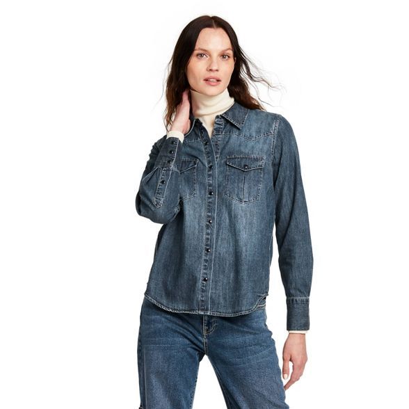 Women's Long Sleeve Denim Button-Down Shirt - Nili Lotan x Target Blue | Target