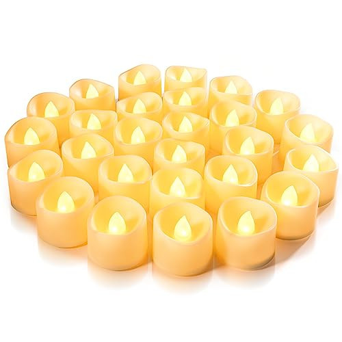 Homemory 24-Pack Flameless LED Tea Lights Candles Battery Operated, 200+Hour Fake Electric Candles TeaLights for Votive, Aniversary, Wedding Centerpiece Table Decor, Funeral, Halloween, Christmas | Amazon (US)