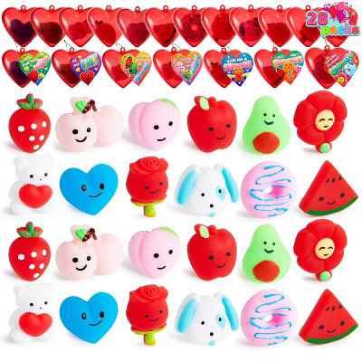 Joyfy 28 Pack Squishy Toy Filled Hearts and Cards for Kids Valentine Classroom Exchange Party Favors, Kawaii Stress Relief Toys for Girls -  Flowers | Target