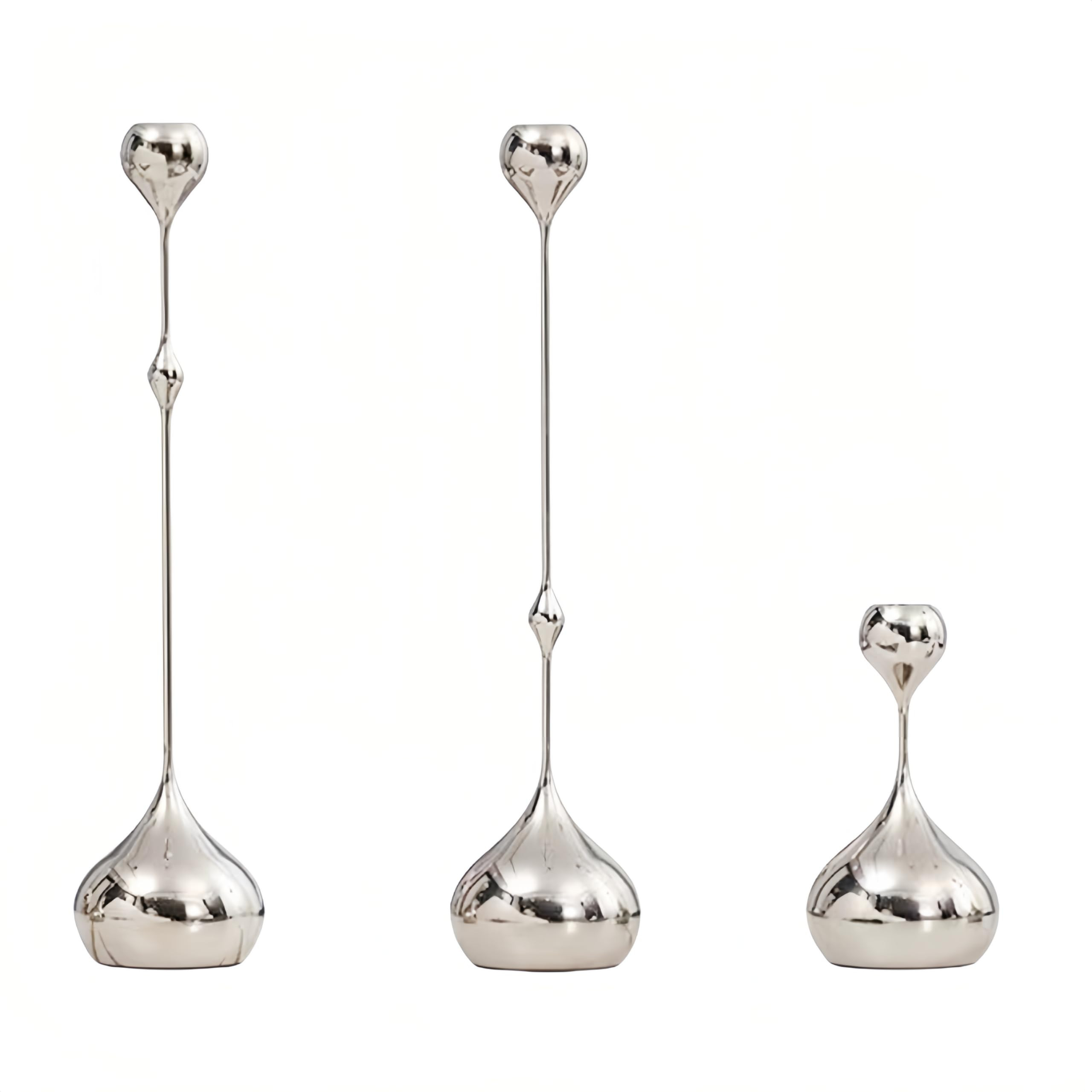 Vintage Decor Elegant Silver Teardrop Candle Holder Set - 3 Piece Set of Conical Candles 13.7"/13... | Amazon (US)