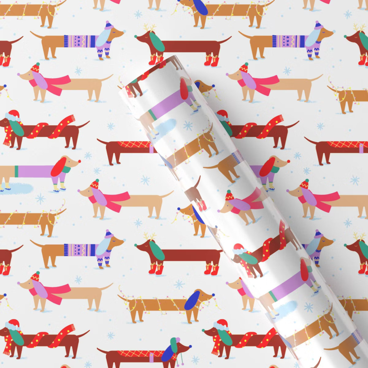 25 sq ft Metallic Dachshund Christmas Gift Wrap White - Wondershop™: FSC Certified, Animal Prin... | Target